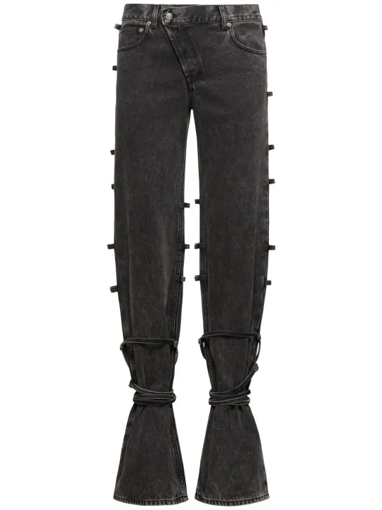 Alexander McQueen   Baggy tied cotton  jeans 