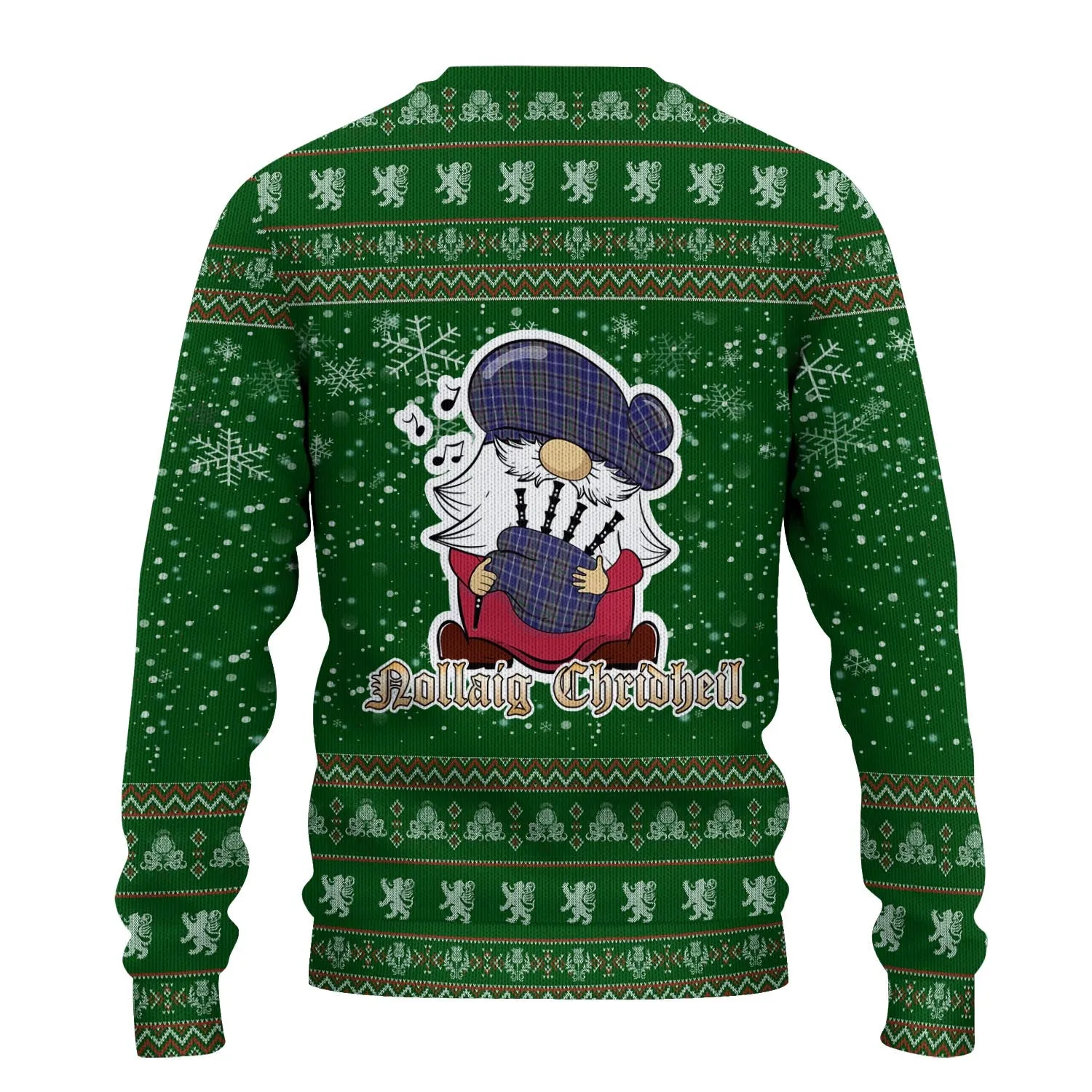 Alexander of Menstry Clan Christmas Family Ugly Sweater with Funny Gnome Playing Bagpipes