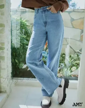 Amy Fashion - 2024 New Casual For Women High Waist Loose Denim Straight Leg Fashion Street Female Jean