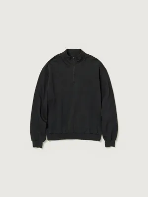 Auralee Elastic High Guage Sweat Half Zip Pullover - Ink Black