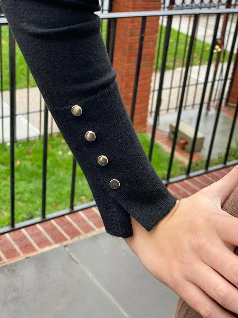 Basic Knit Turtleneck with Small Buttons