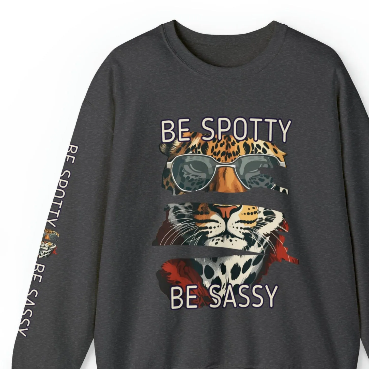 Be Spotty, Be Sassy: Tiger in Sunglasses Women's Sweatshirt with Arm Detail