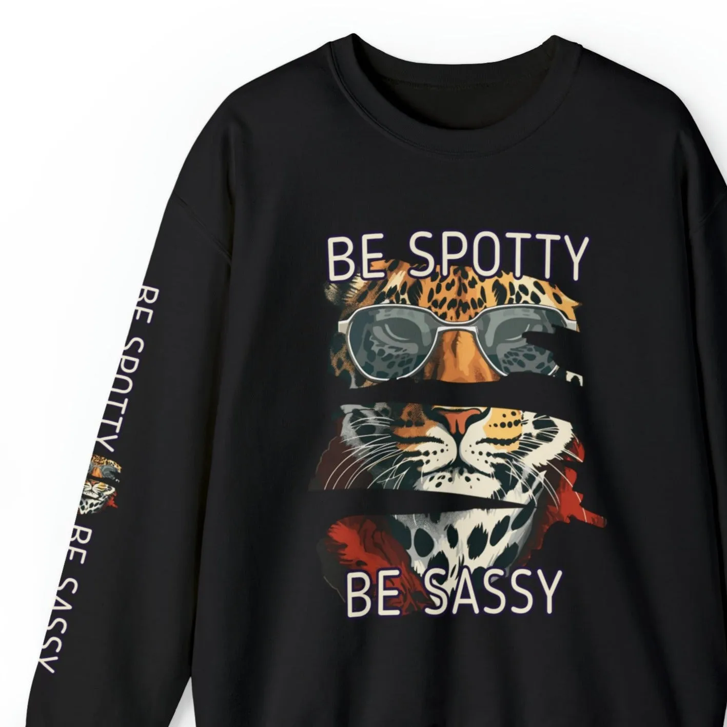 Be Spotty, Be Sassy: Tiger in Sunglasses Women's Sweatshirt with Arm Detail