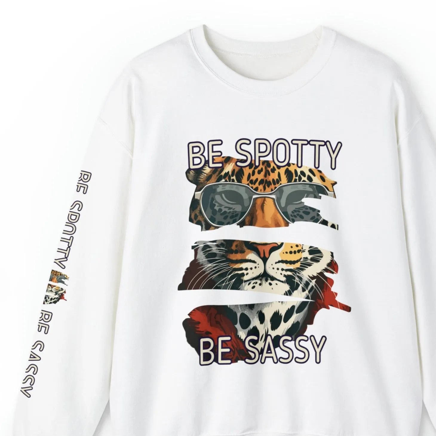 Be Spotty, Be Sassy: Tiger in Sunglasses Women's Sweatshirt with Arm Detail