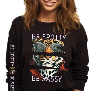 Be Spotty, Be Sassy: Tiger in Sunglasses Women's Sweatshirt with Arm Detail