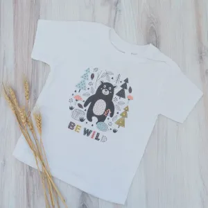 Be Wild Toddler Tee - boho toddler shirt -  toddler boy shirt - bear tshirt, outdoor adventure camping