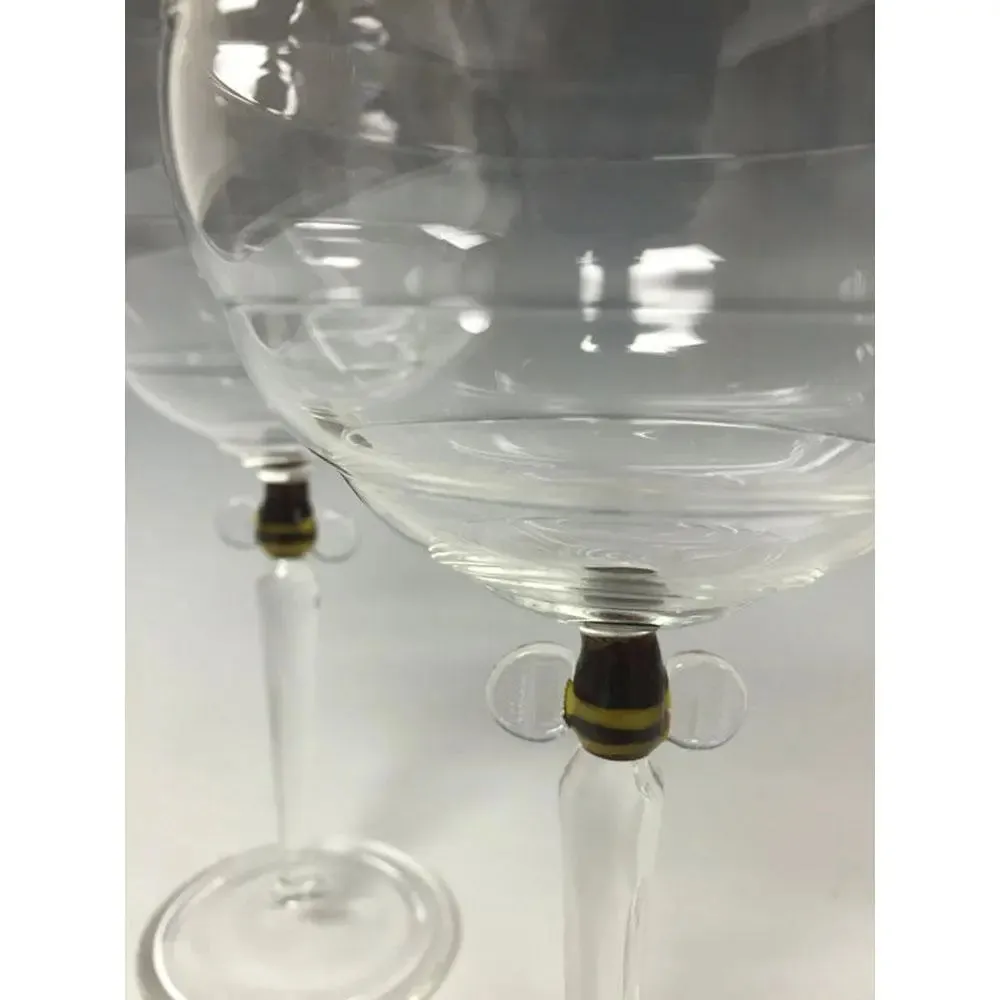 Beehive Glass Goblets Set of Two Bees Line by Sage Churchill-Foster, Sage Studios