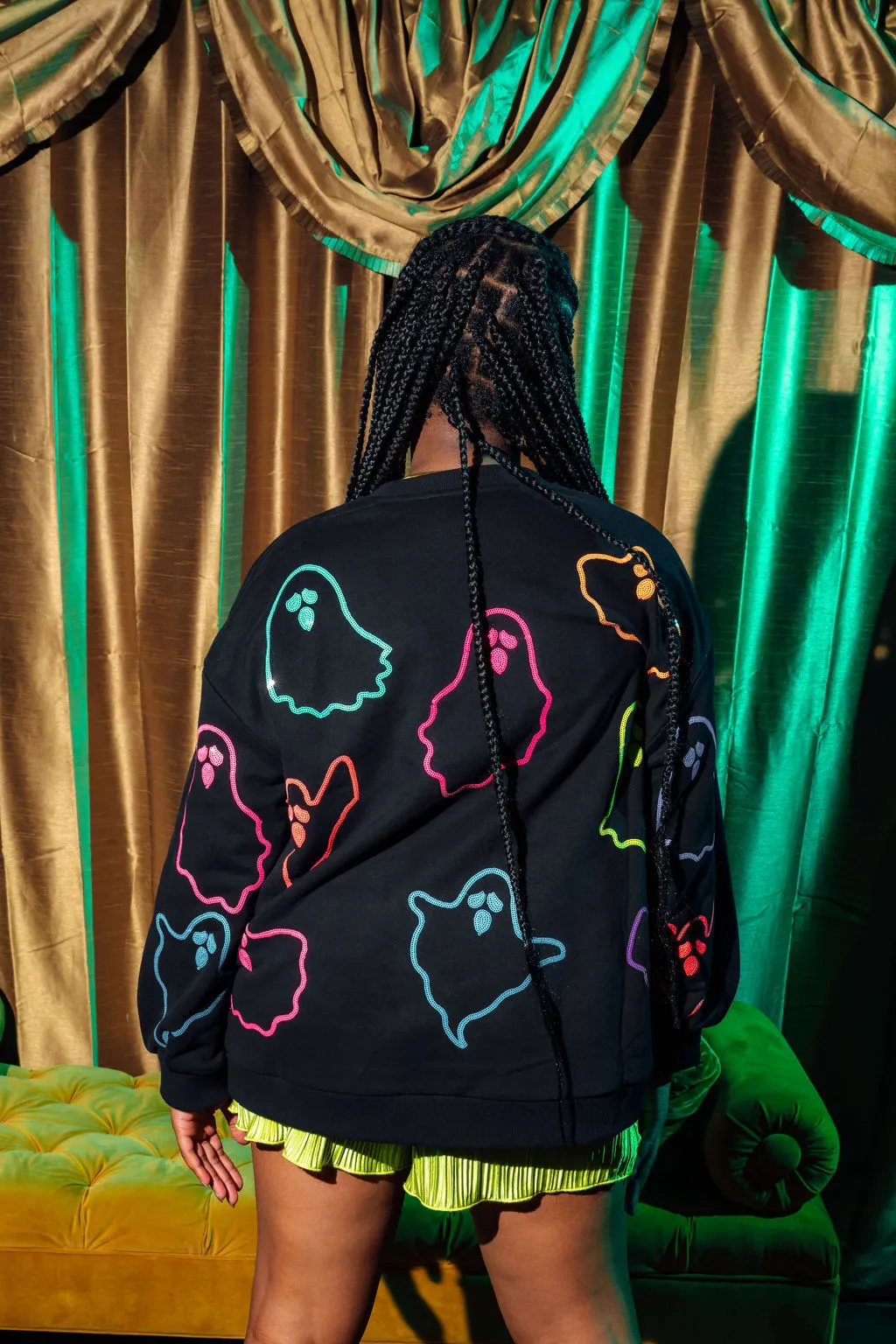 Black & Rainbow Spooky Ghost Sweatshirt