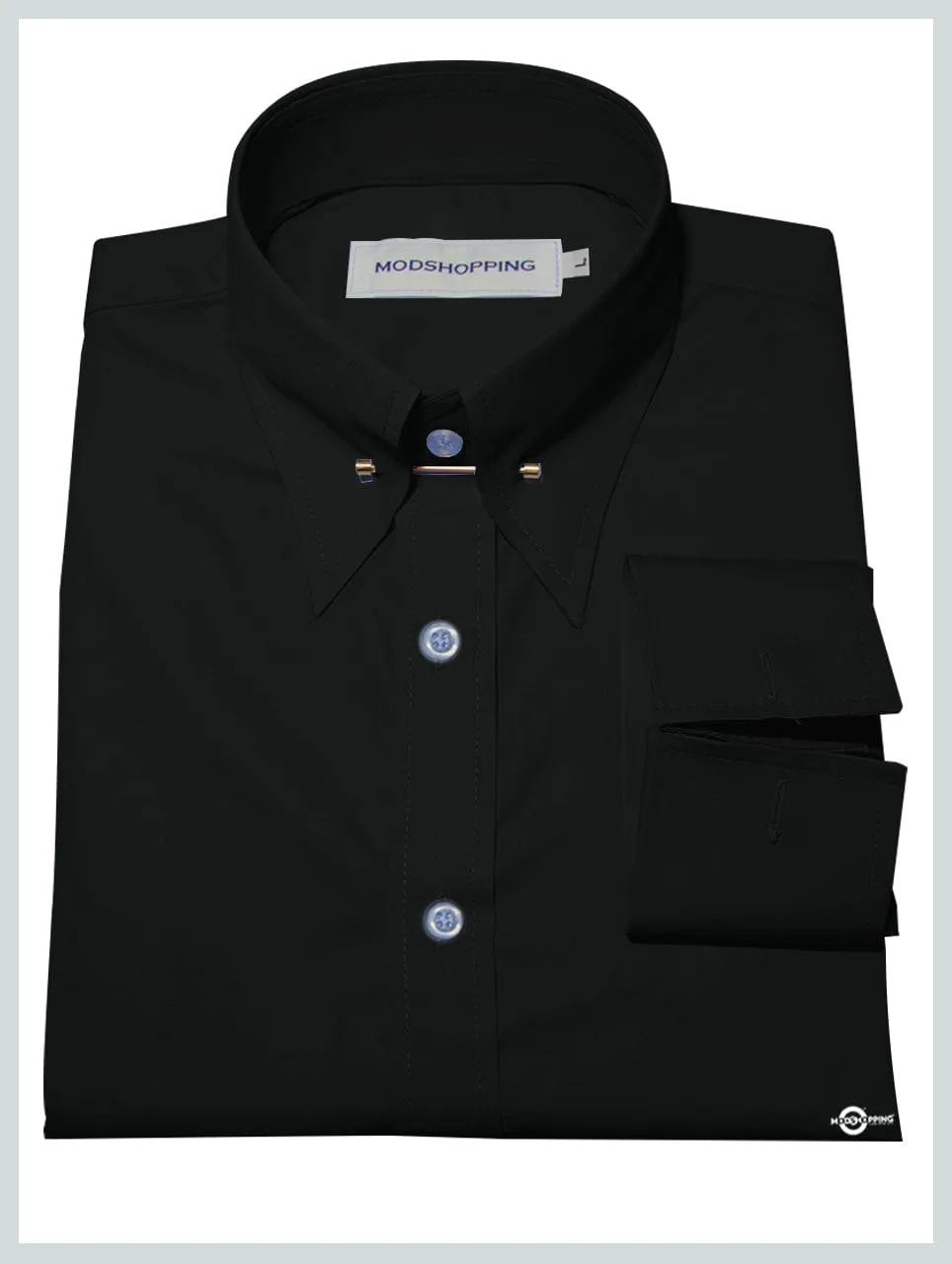 Black Pin Collar Shirt