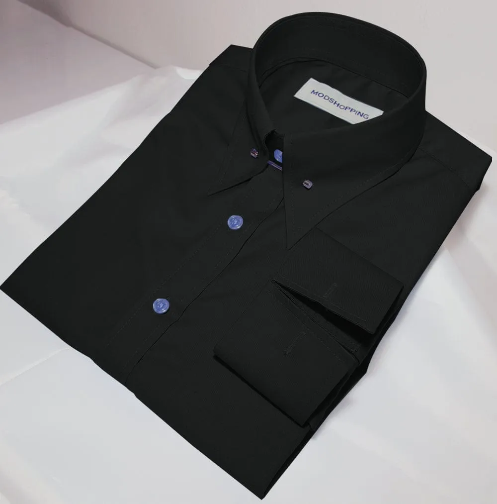 Black Pin Collar Shirt