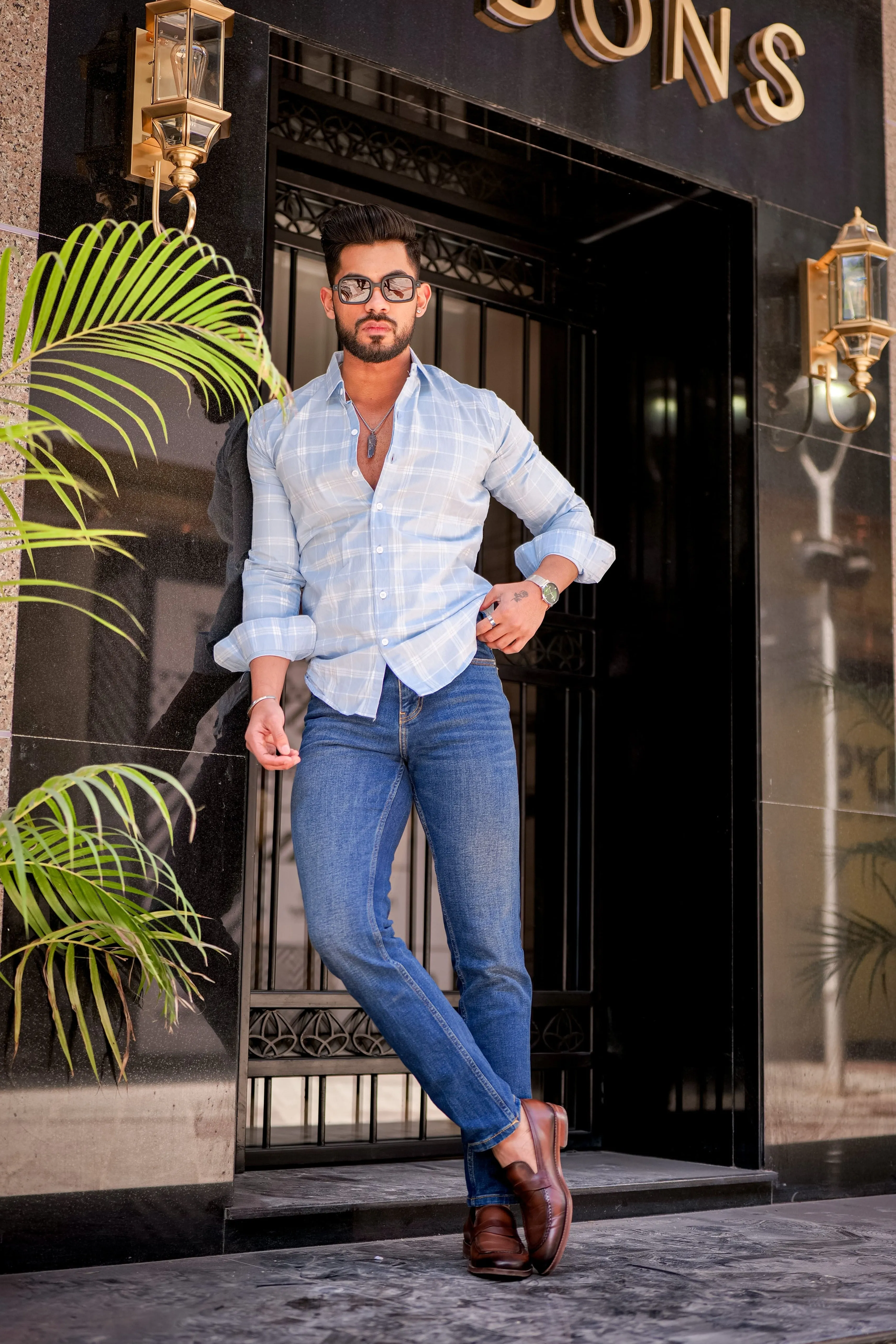 Blue Angel Checkered Cotton Shirt