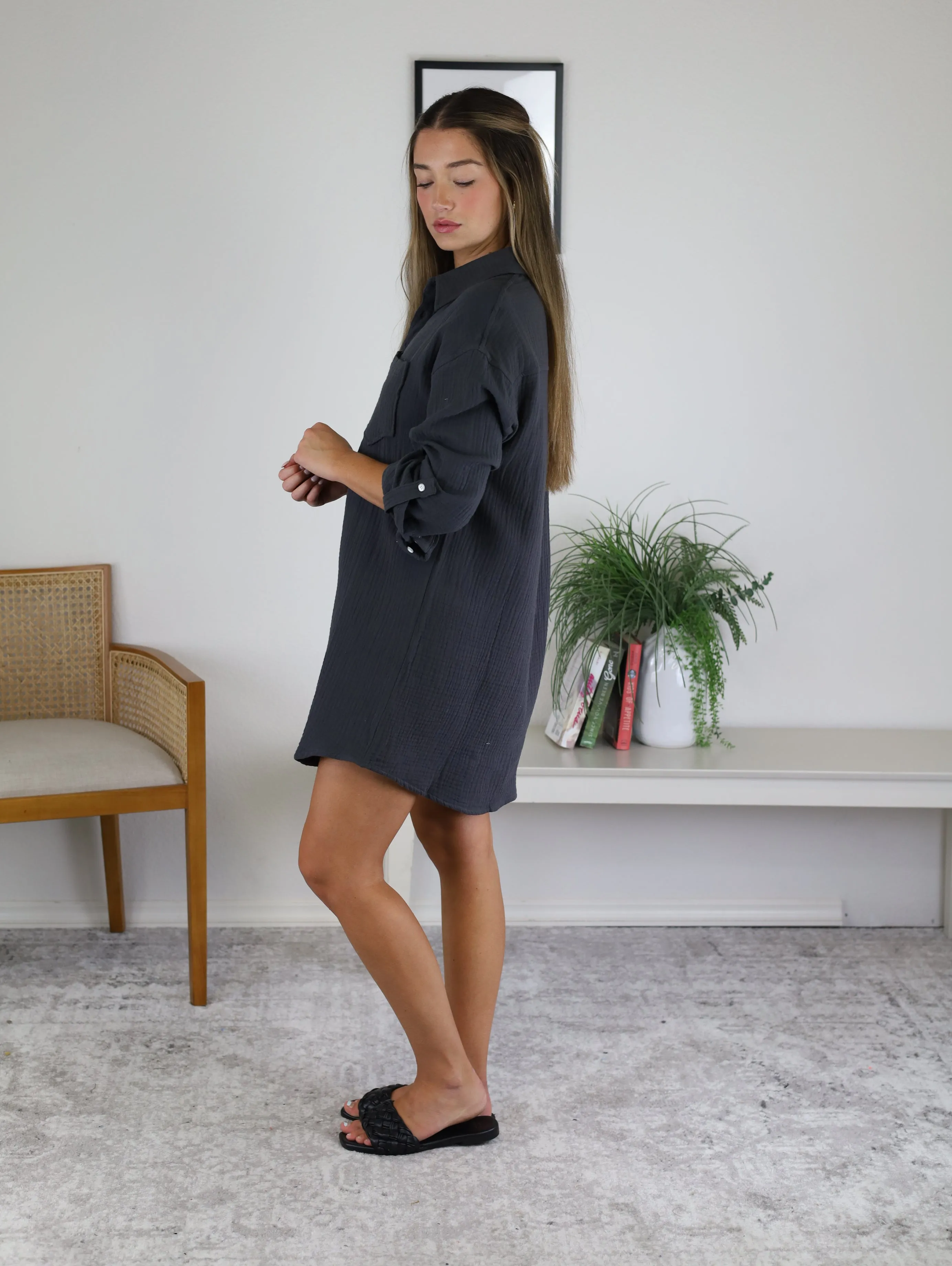 Casey Gauze Shirt Dress