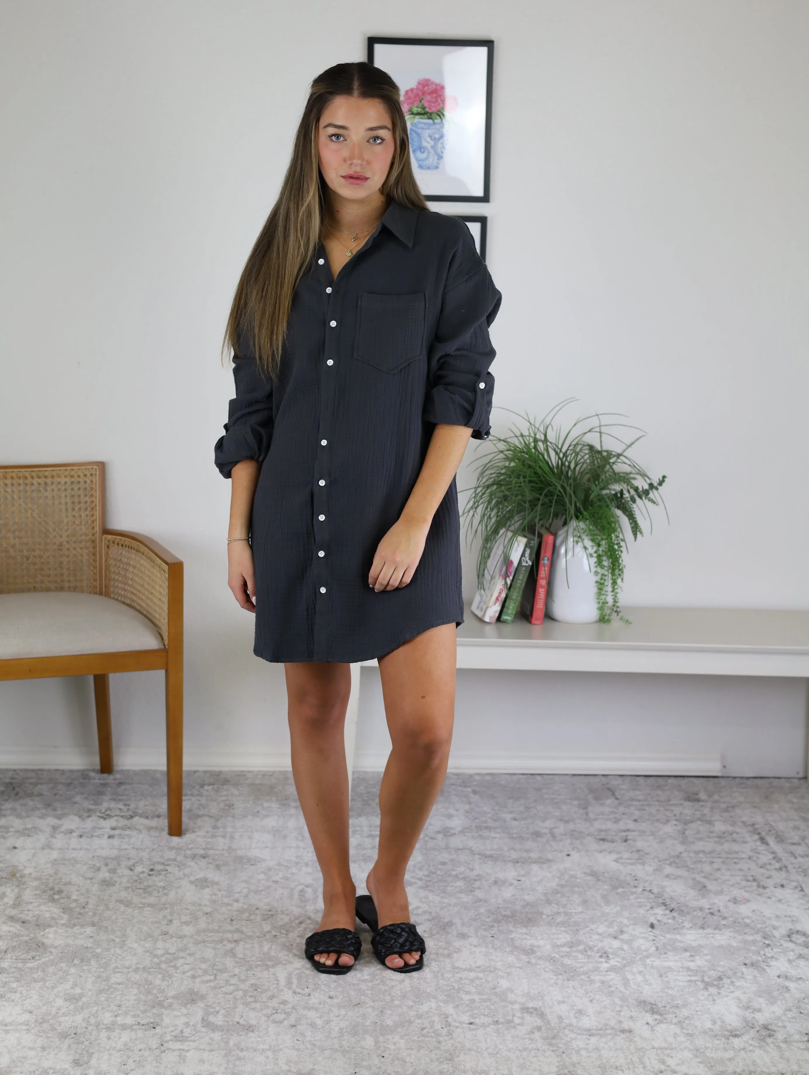 Casey Gauze Shirt Dress