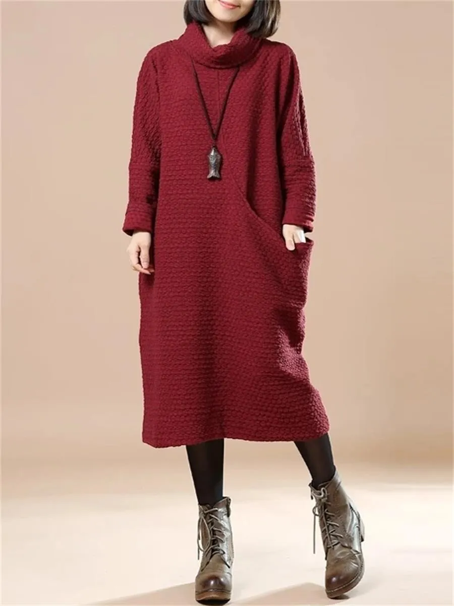 Casual Loose Women'S Turtleneck Sweater Dress