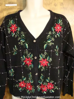Cheap Poinsettia Themed Ugly Christmas Sweater