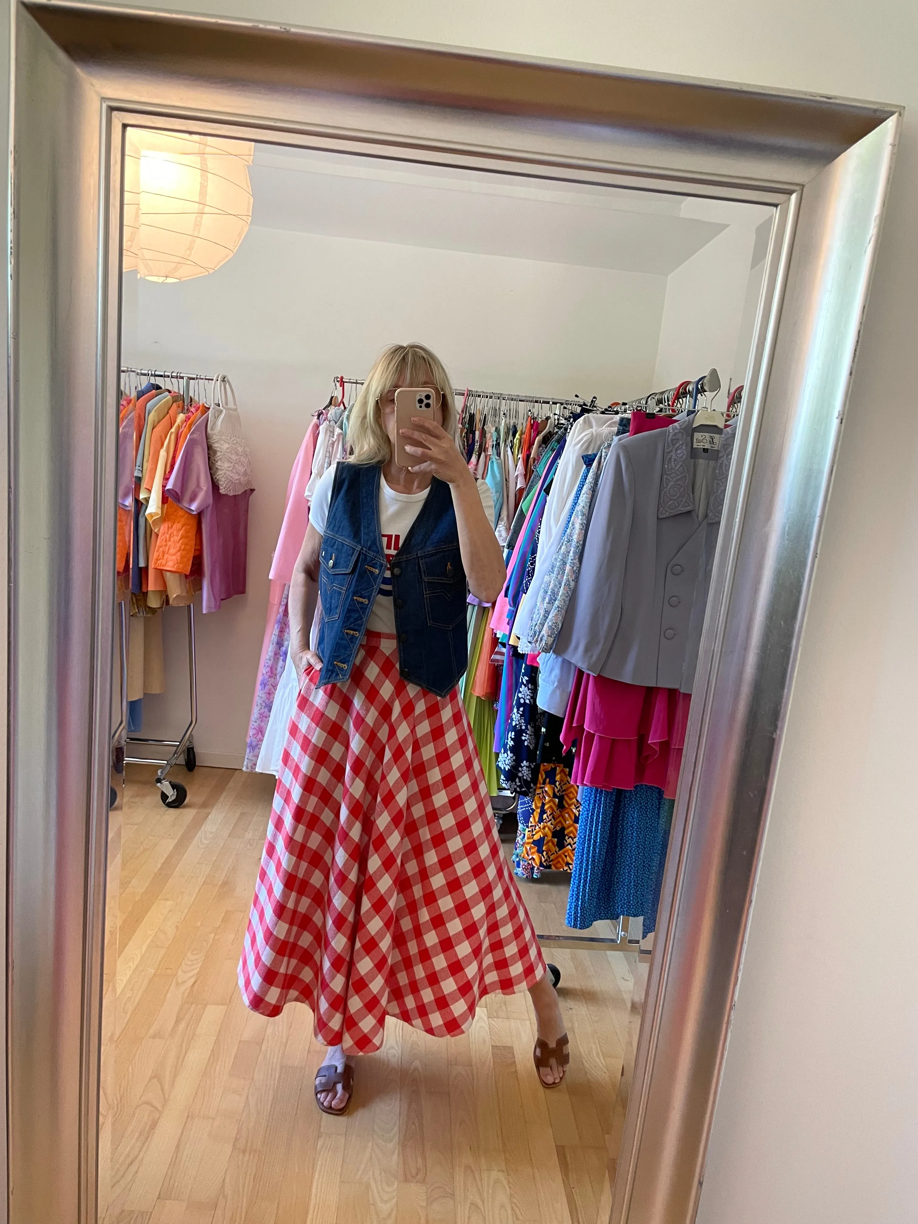 Checkered Midi Skirt