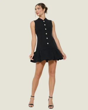 Class Lady: Black Bubble Mini Dress