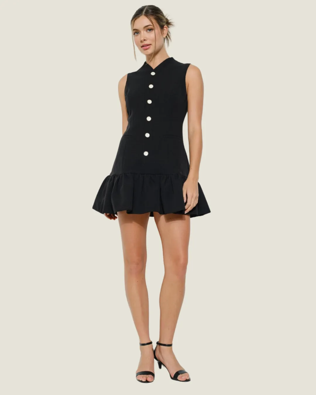 Class Lady: Black Bubble Mini Dress