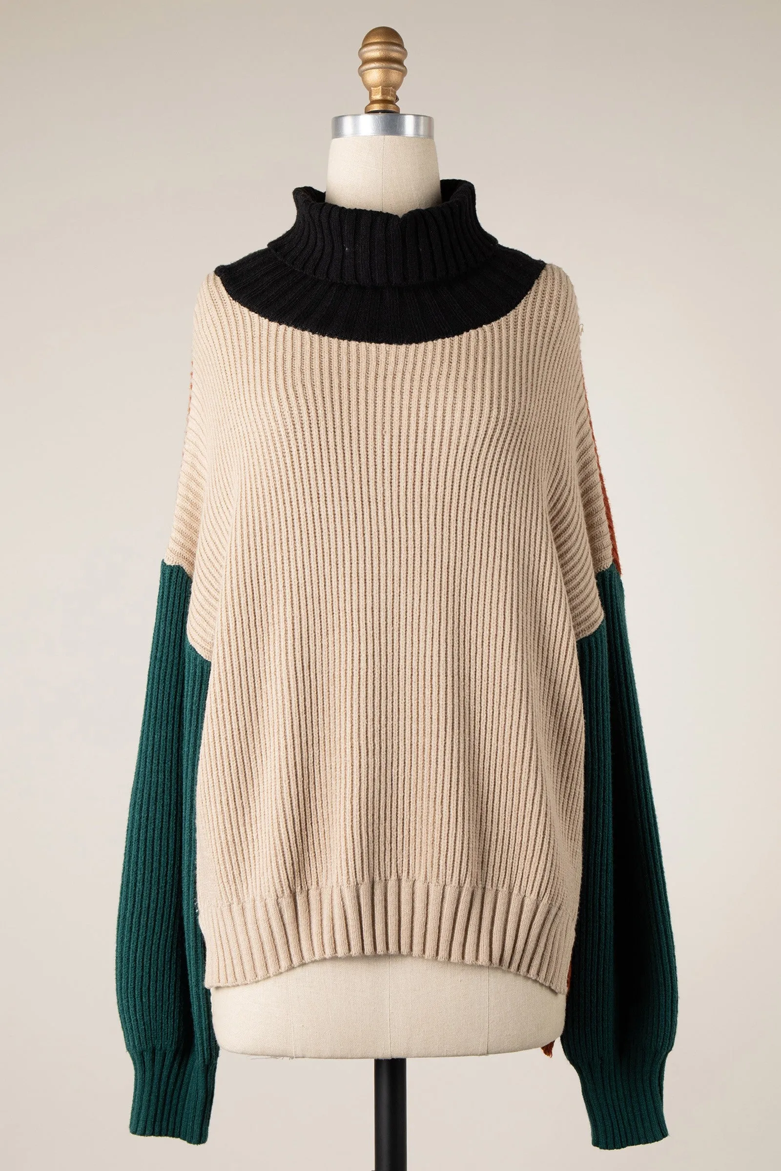 COLOR BLOCK TURTLENECK SWEATER 1 PACK