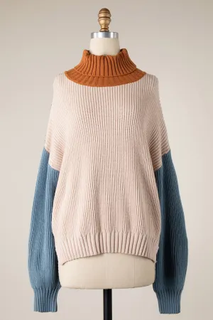 COLOR BLOCK TURTLENECK SWEATER 1 PACK