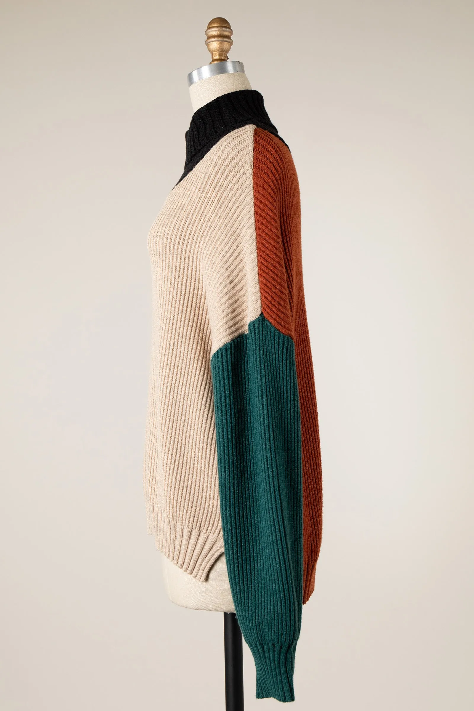 COLOR BLOCK TURTLENECK SWEATER 1 PACK