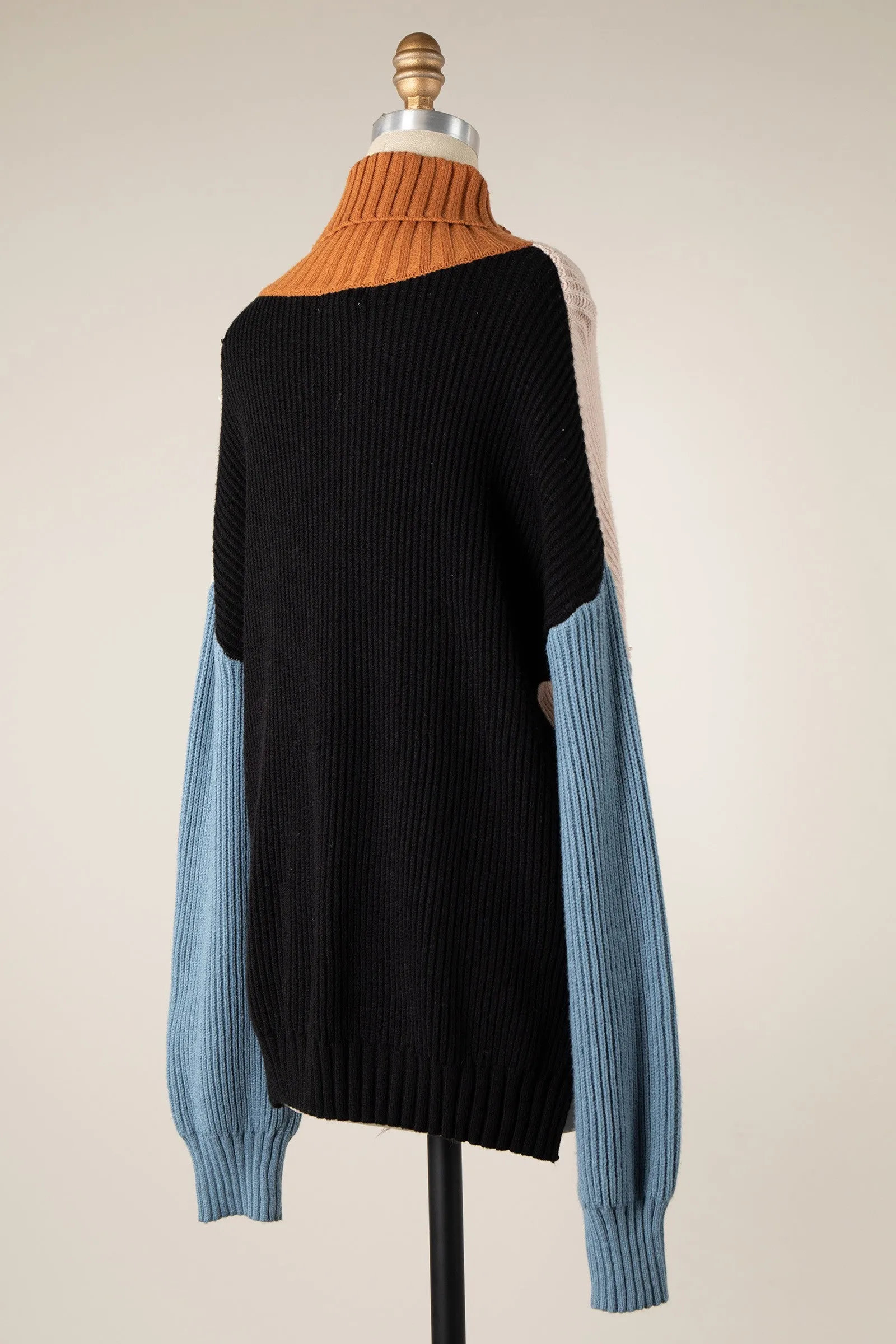 COLOR BLOCK TURTLENECK SWEATER 1 PACK