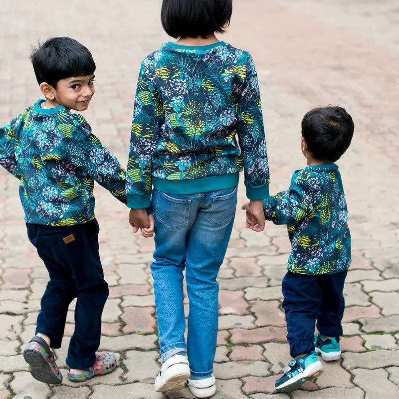 Cotton Sweatshirt For Kids | Nocturnal Fleece | Blue