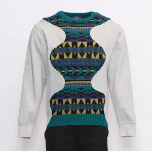 CR173 Reworked Sweatshirt Made Using Center Panel of Sweater and Side Panel Sweatshirt