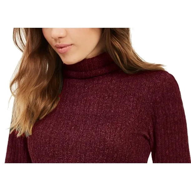 Crave Fame Juniors' Ribbed Turtleneck Top Red Size Small