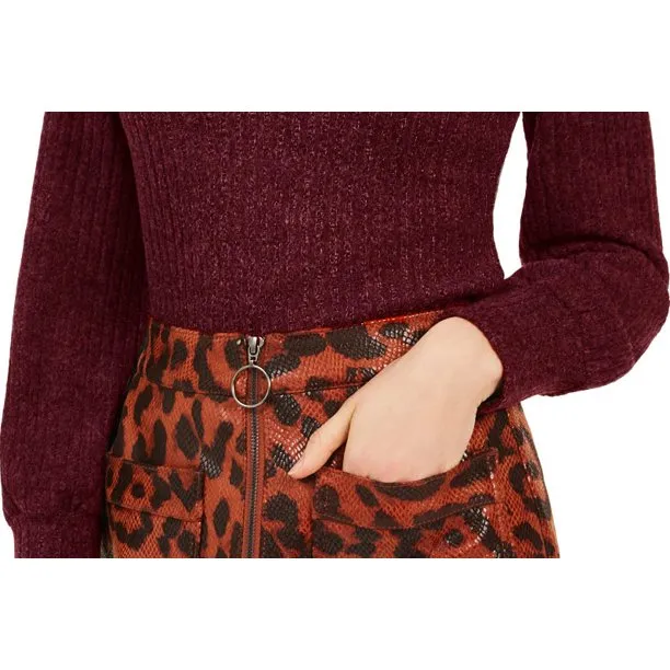 Crave Fame Juniors' Ribbed Turtleneck Top Red Size Small
