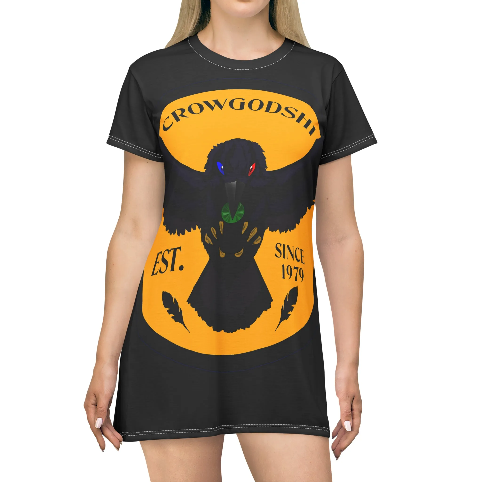 Crowgodshi Symbol T-Shirt Dress, GOLD LOGO