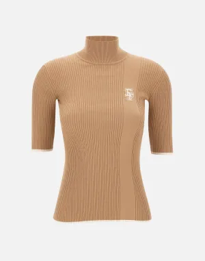 Daily Camel Turtleneck Slim Fit Sweater