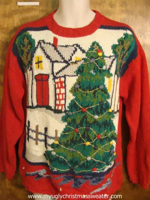 Decorated Tree 80s Cute Christmas Sweater