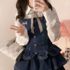 Denim slip dress two piece set  PL52900