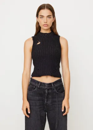Distressed Cropped Vest