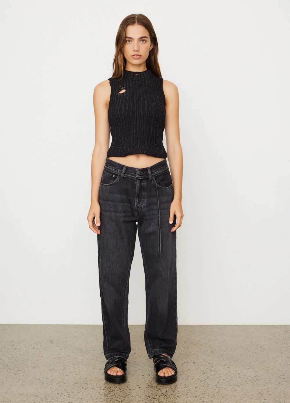 Distressed Cropped Vest