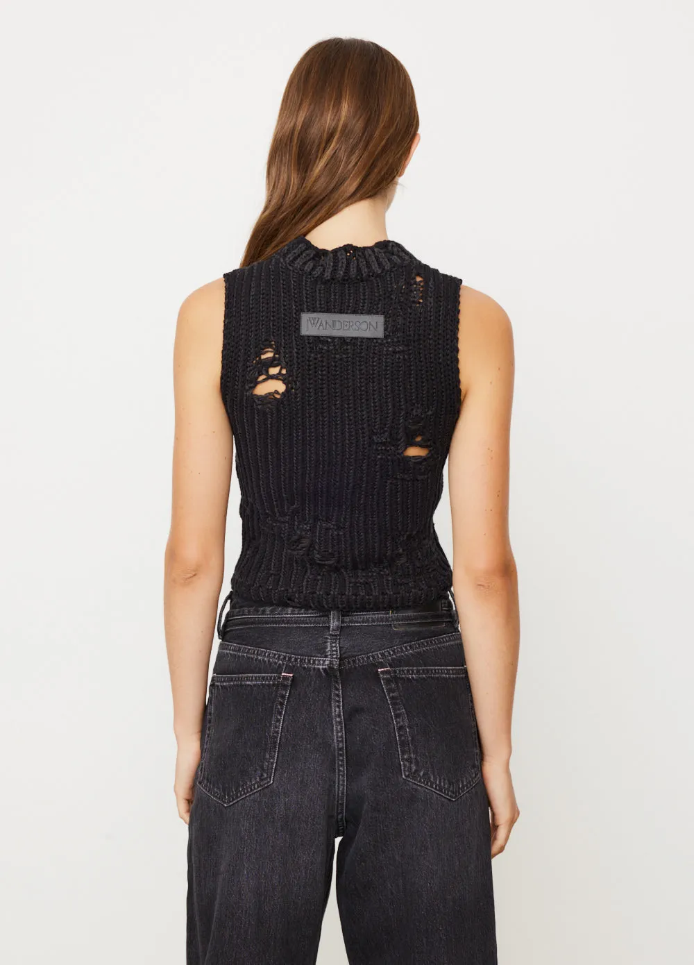 Distressed Cropped Vest