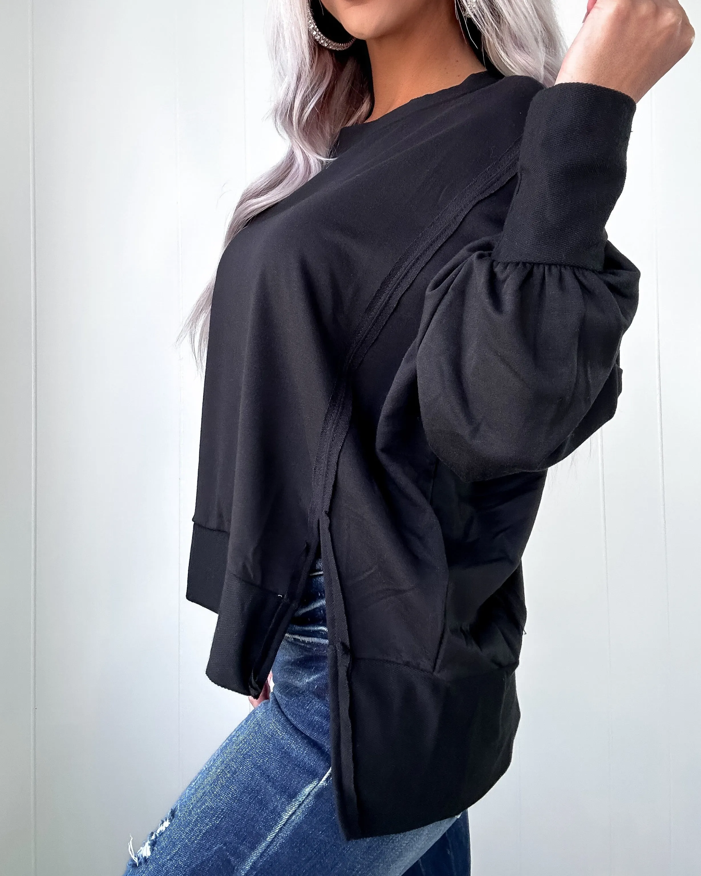 DOORBUSTER Black Side Slit Sweatshirt