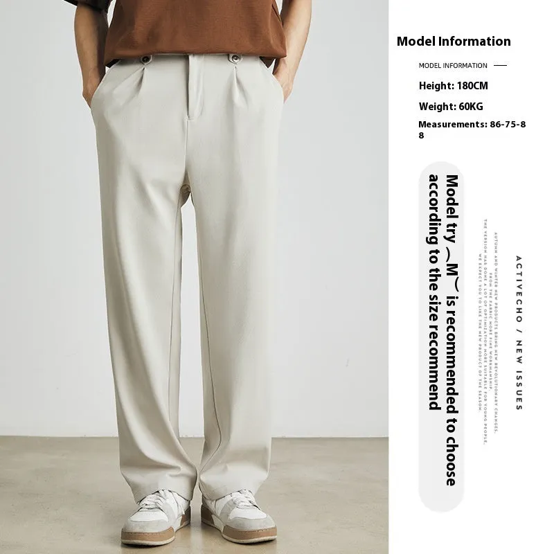 Draping Silky Ice Silk Loose Straight Long Pants