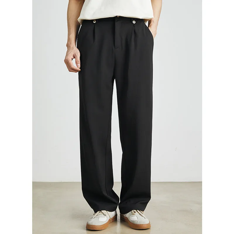 Draping Silky Ice Silk Loose Straight Long Pants