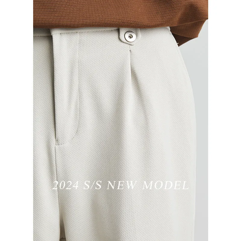 Draping Silky Ice Silk Loose Straight Long Pants
