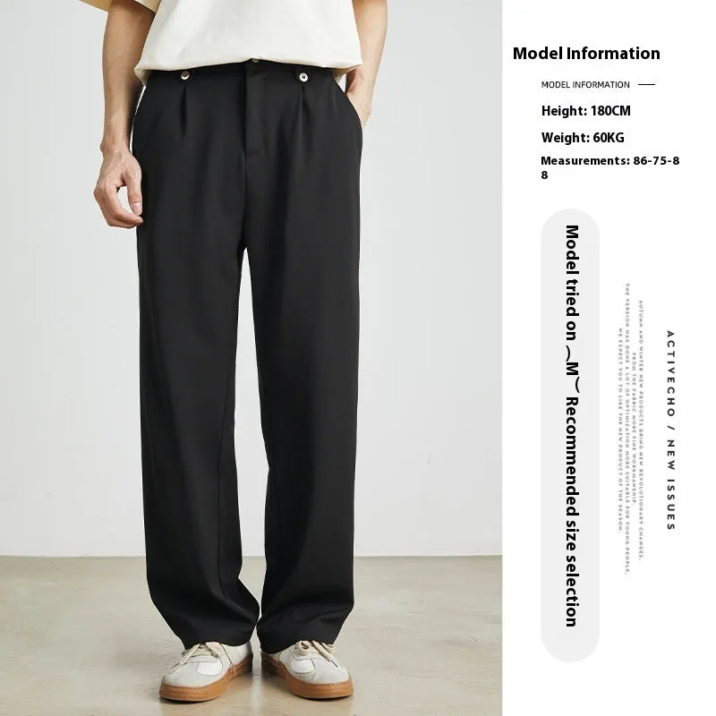 Draping Silky Ice Silk Loose Straight Long Pants