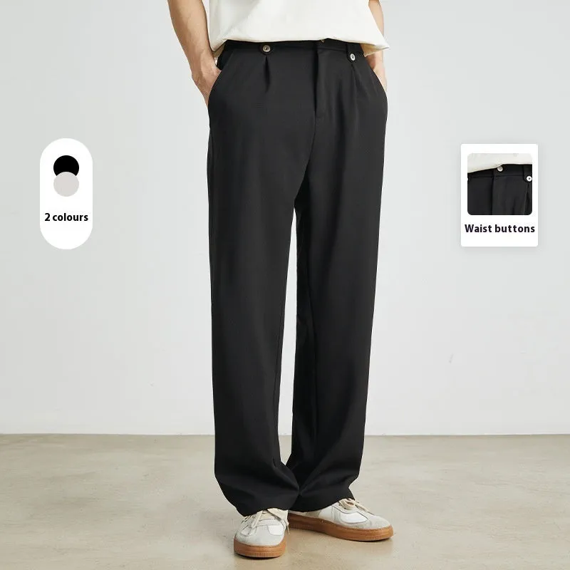 Draping Silky Ice Silk Loose Straight Long Pants