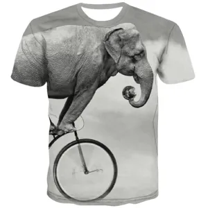 Elephant T-shirt Men Bicycle Tshirt Printed Animal Tshirts Novelty Funny T-shirts 3d Harajuku T-shirts Graphic Short Sleeve
