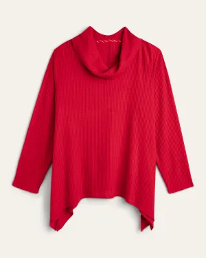 Eliana Funnel-Neck Asymmetrical Sweater | Red