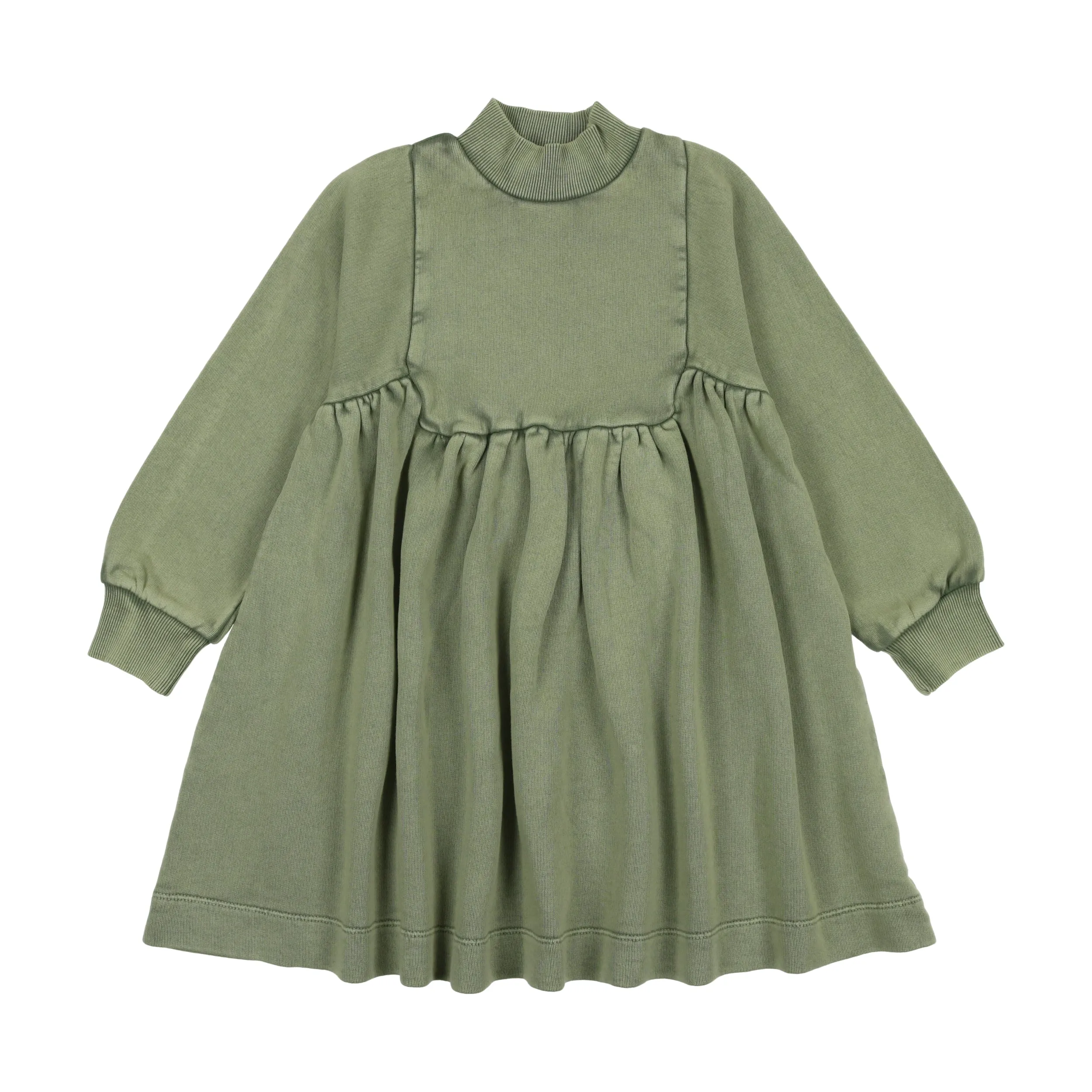 Farren   Me Washed Khaki Washed Turtleneck Bib Dress