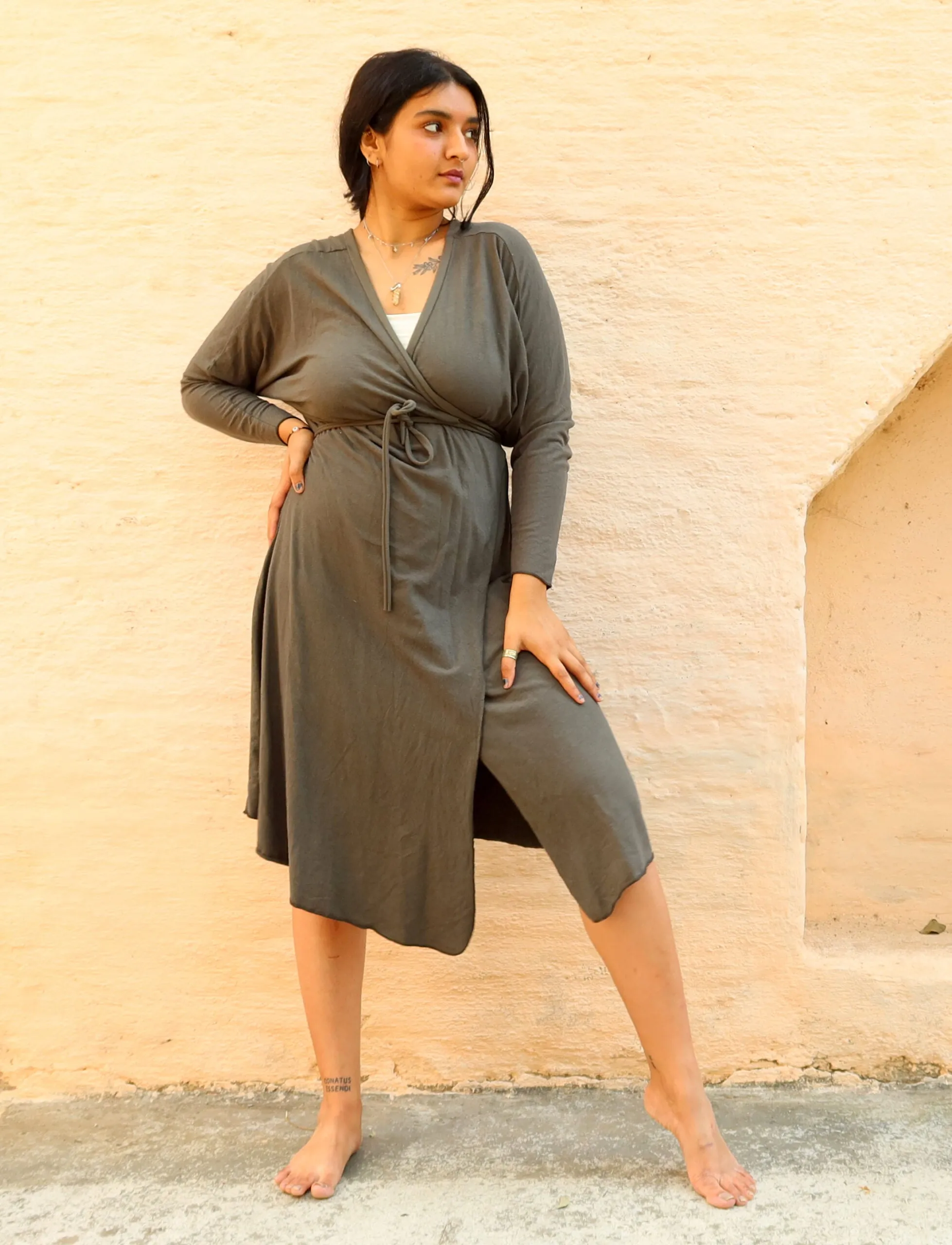 Flip Wrap Migration Below Knee Dress