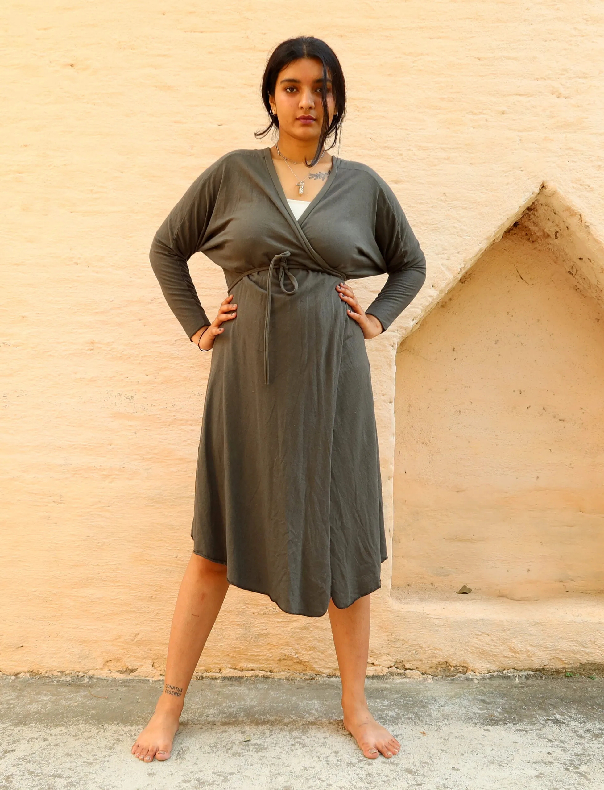 Flip Wrap Migration Below Knee Dress