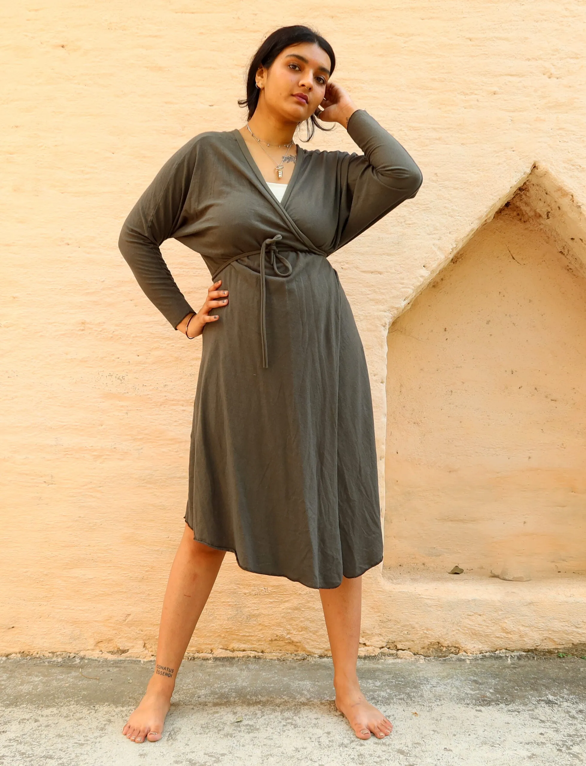 Flip Wrap Migration Below Knee Dress