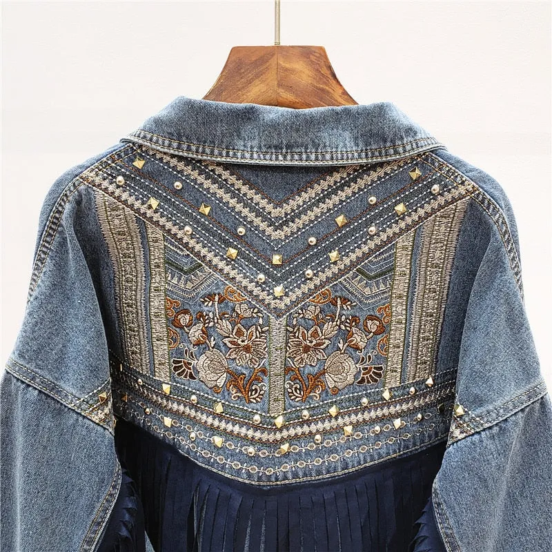 Floral Jean Jacket | Women Jean Jacket | Women Embroidery Jacket | Girl Denim Jacket | Floral Jacket | Floral Jean Coat | Korean Jacket